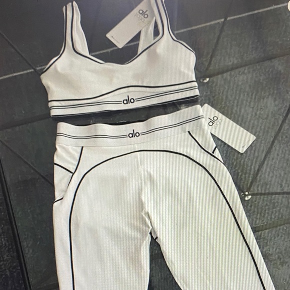 ALO Yoga White Set with Black Accents